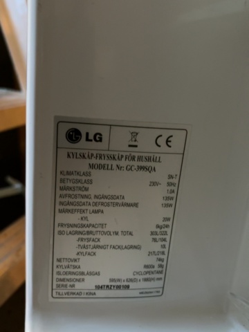 1500047-3 Kyl/frysskåp - LG GC-399SQA