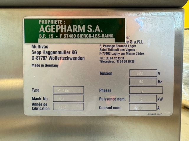 1471447-9 Vakuumförpackningsmaskin - Multivac C400