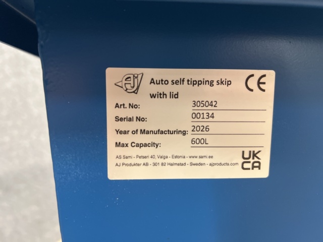 1251437-12 Tippcontainer PILE Med lock, 600 liter, blå