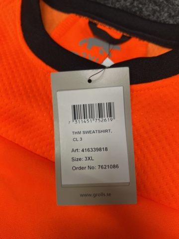 1535344-6 4 pcs Sweatshirt Neo Fullzip Björnkläder, Sizes 4XL, 3XL, 2XL & M