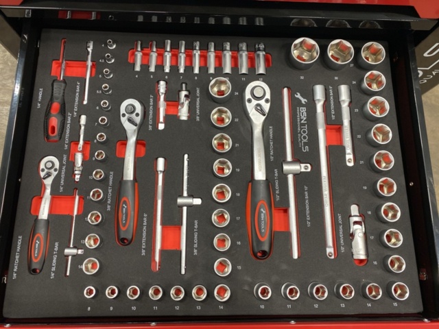 1535403-15 Verktygsskåp fylld med verktyg BSN Tools - 6 lådor med hjul