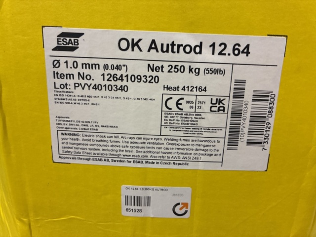1535757-5 Svetstråd Esab OK Autrod 12.64 1,0mm ca 230 kg