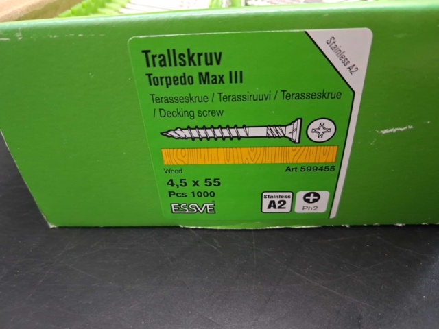 1535444-4 Trallskruv, 1000 st - ESSVE, Torpedo Max III, 4,5x55 mm
