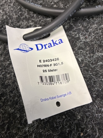 1535754-2 2 st Förlängningskablar Draka 25m 230V H07RN-F 3G1,5 IP44