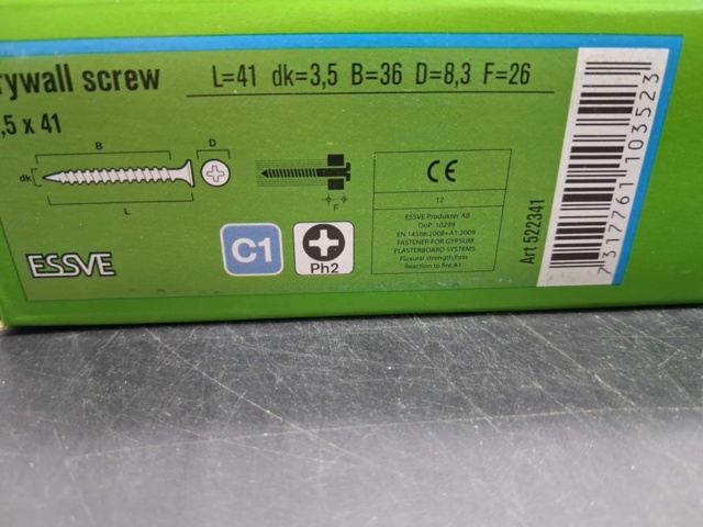 1535454-2 Gipsskruv - 2 st, ESSVE, 3,5x41 mm, bandad