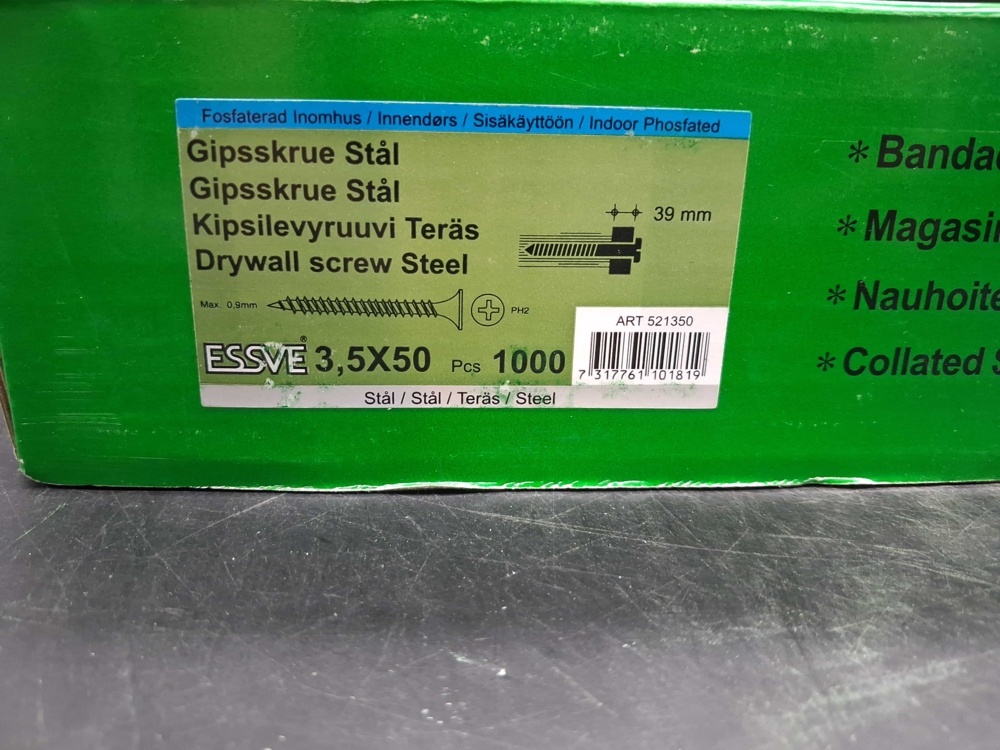 1535456-2 Banded drywall screw - 2 pcs, ESSVE, 3.5x50 mm, steel