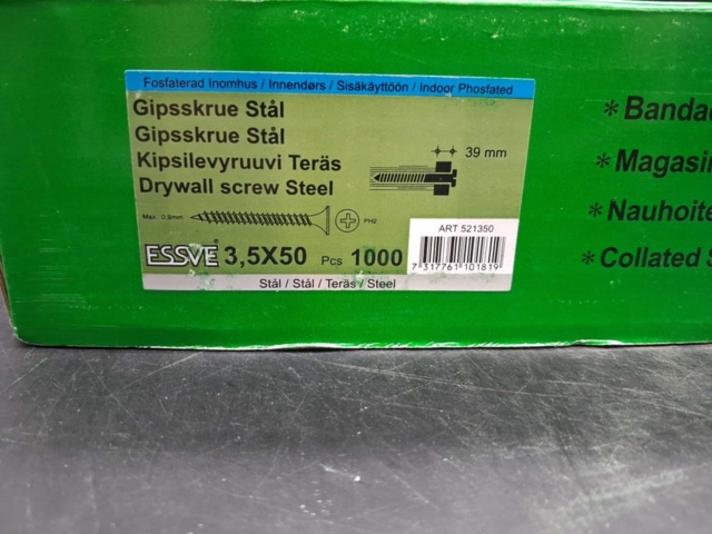1535456-2 Bandad gipsskruv - 2 st, ESSVE, 3,5x50 mm, stål