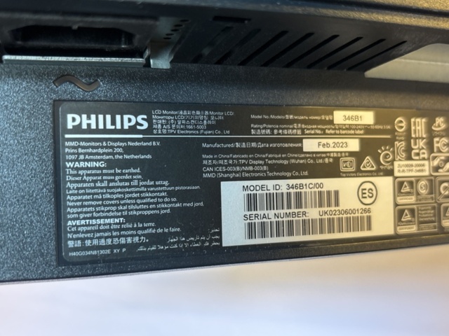 1511301-7 Välvd monitor 34”, Philips 346B1