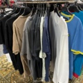 1536904-2 Clothes on clothes rack including stand