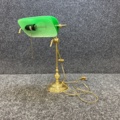 1538217-1 Table lamp "Lyktan", brass & green glass shade