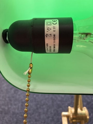 1538217-3 Table lamp "Lyktan", brass & green glass shade