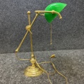 1538217-4 Table lamp "Lyktan", brass & green glass shade