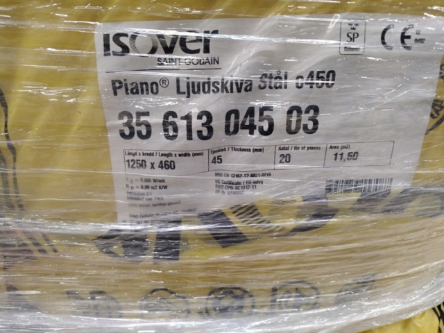 1538360-3 Isoleringsskivor, 12 st - Isover, Piano glasull ljudisoleringsskiva