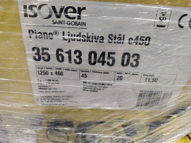 1538360-5 Isoleringsskivor, 12 st - Isover, Piano glasull ljudisoleringsskiva