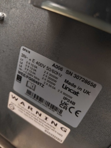 1485357-5 Dubbelfritös Lincat 2×9L, 600mm bänkmodell