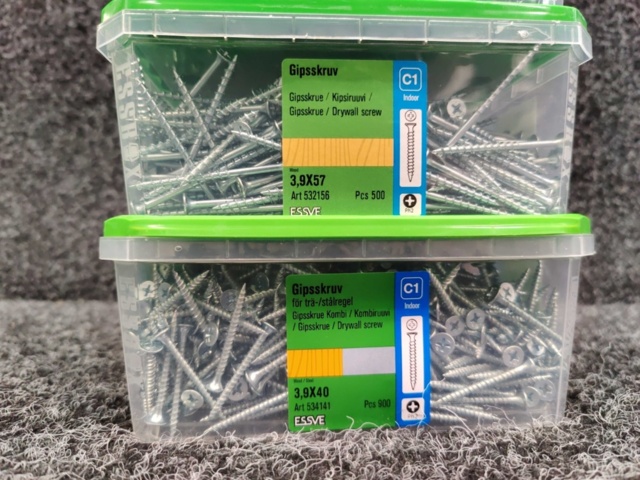 1539367-2 2400 pcs Drywall screws 3.9x57 & 3.9x40mm, Essve