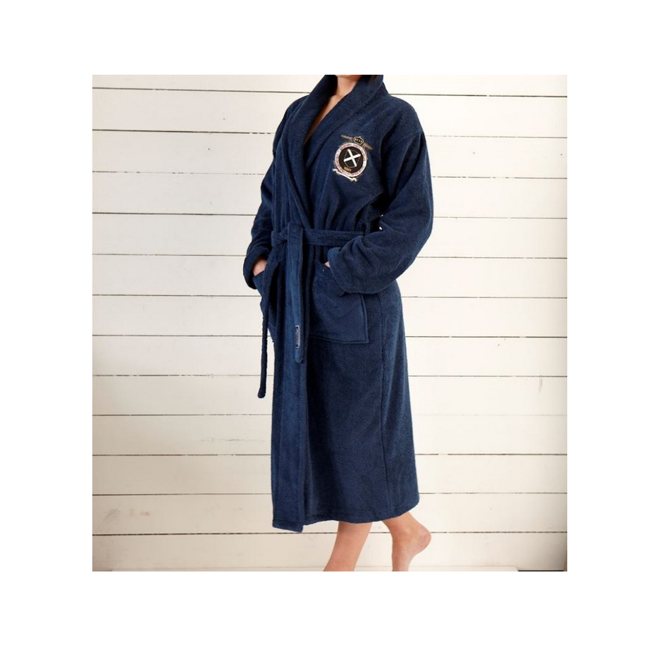 1539247-1 Bathrobe Grand Design Cotton Terry Navy Blue, Size S/M