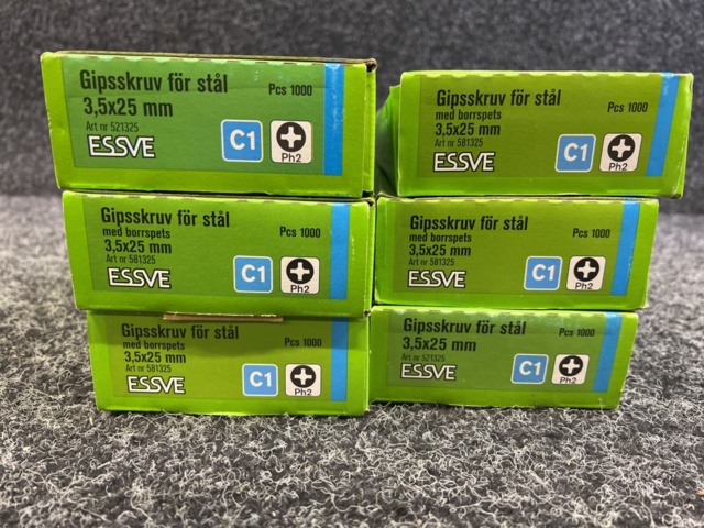 1536795-2 6 pcs Packs Banded Drywall Screw for Steel 3.5x25 mm, Essve