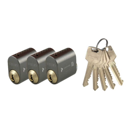 1527485-1 Cylinder, 9 st förpackningar - Grafit, oval mässing, likalåsning