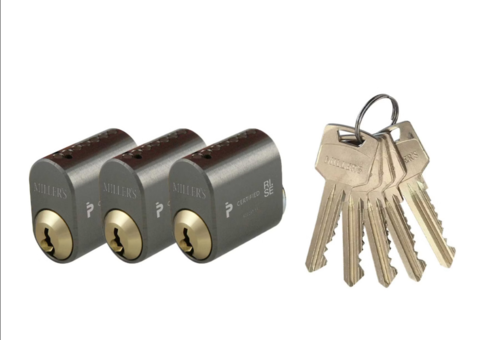 Cylinder, 2-pack - Graphite, oval brass, keyed alike