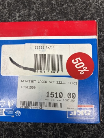 1540334-3 4 pcs Roller bearings SKF 22211 EK/C3 55*100*25mm