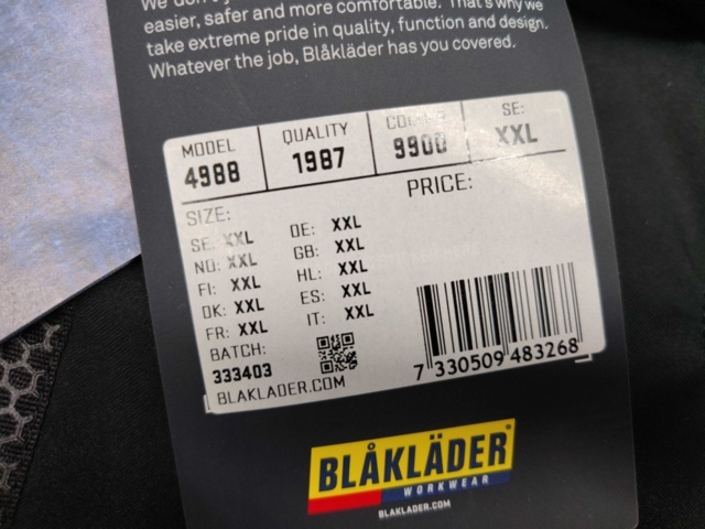 1540377-3 Shell jacket - Blåkläder, wind and waterproof, size XXL