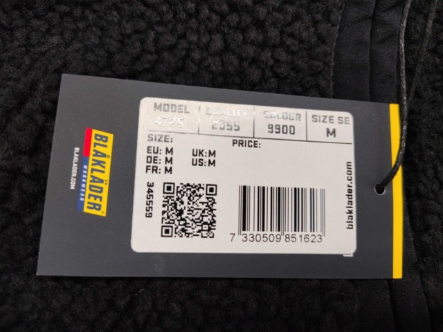 1540381-3 Pile jacket - Blåkläder, size M, black