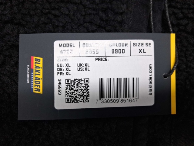 1540382-3 Pile jacket - Blåkläder, size XL, black