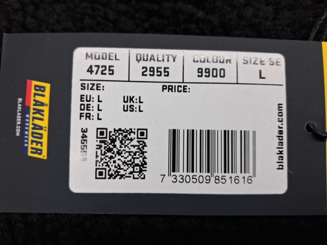 1540384-3 Pile jacket - Blåkläder, size L, black