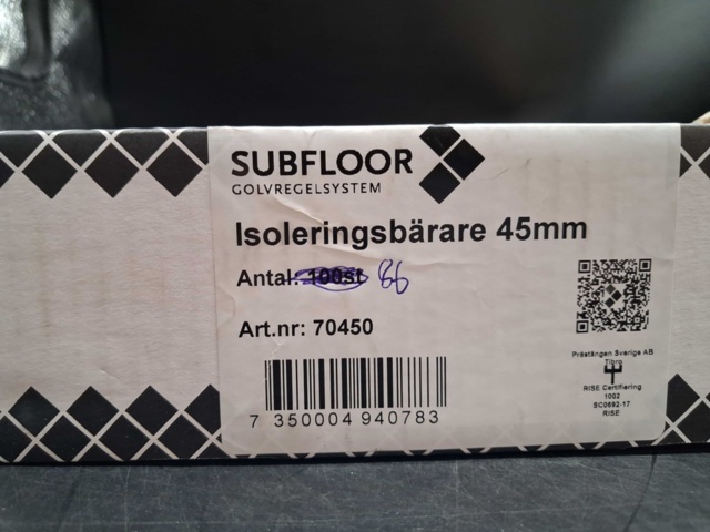 1540417-2 Isoleringsbärare, 186 st - Subfloor, 20/45 mm