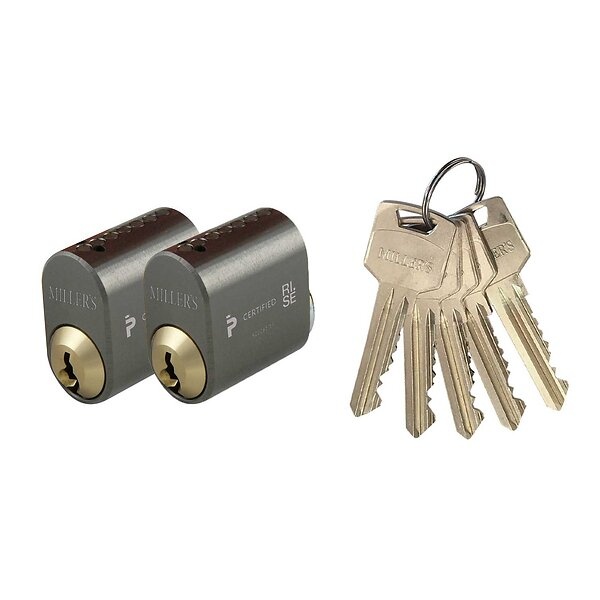 1541037-1 Cylinder, 5 pcs pack - Graphite, oval brass, keyed alike