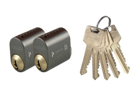 Cylinder, 5 st förpackningar - Grafit, oval mässing, likalåsning