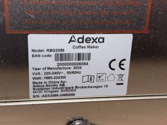 1533215-3 Kaffekokare - Adexa RBG2086 -2024