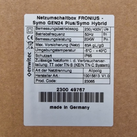 1541219-2 Enwitec Backup Box för Fronius växelriktare inkl. Smart Meter