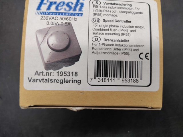 1540964-4 Varvtalsregulator - 2 st, Fresh, 230 VAC