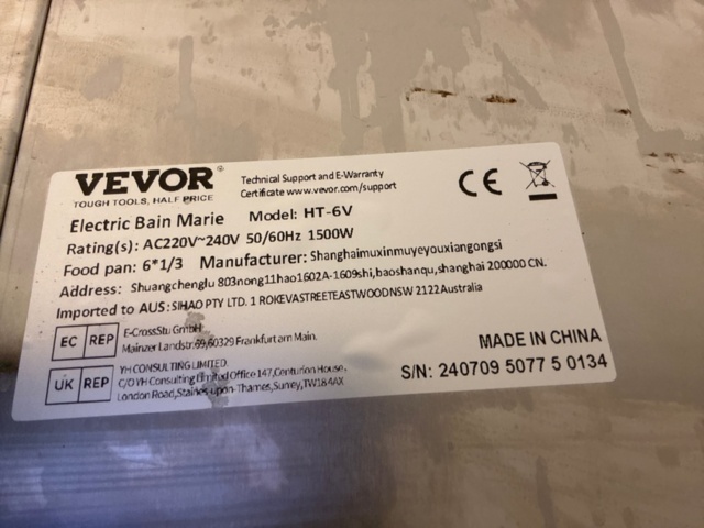 1535506-4 Kylbänk med lådor samt vattenbad - Dora Metal DM-P-94702 / Vevor HT-6V