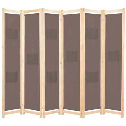 1541595-1 Rumsavdelare 6 paneler 240x170x4 cm brun tyg. I kartong ej kontrollerat