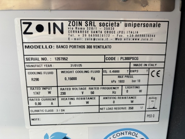 1541759-13 Refrigerated display counter, Zoin Banco Porthos 300 Ventilato
