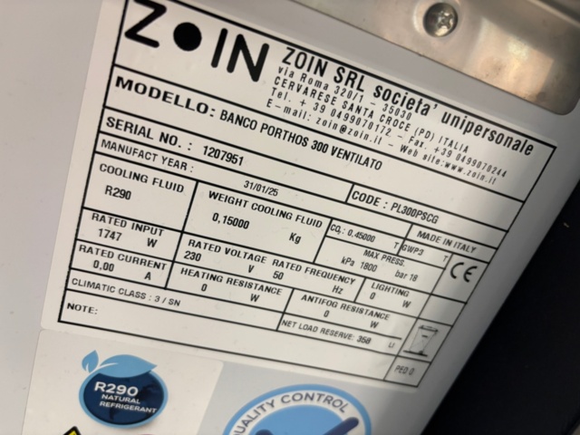 1541760-17 Refrigerated display counter, Zoin Banco Porthos 300 Ventilato