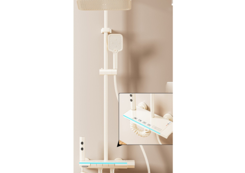 Takdusch med intelligent digital display, vit/beige
