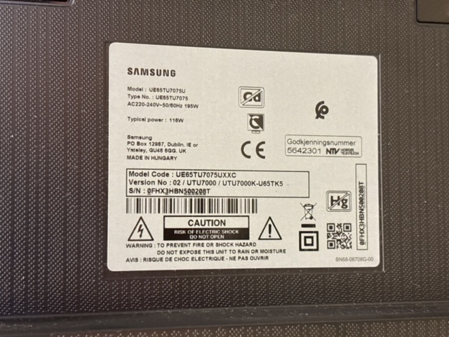1511316-6 Smart TV 65" (Crystal UHD 4K) - Samsung