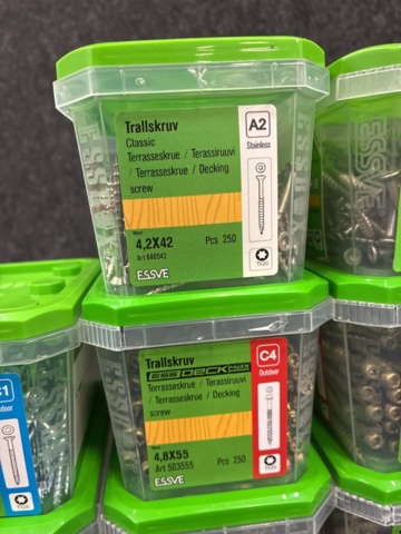 1542529-4 10 st Förpackningar Träskruv & Trallskruv, Essve