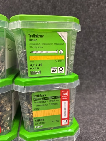 1542529-5 10 st Förpackningar Träskruv & Trallskruv, Essve
