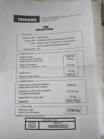 1458414-85 Husbil FORD Kronos 285 TL -2022