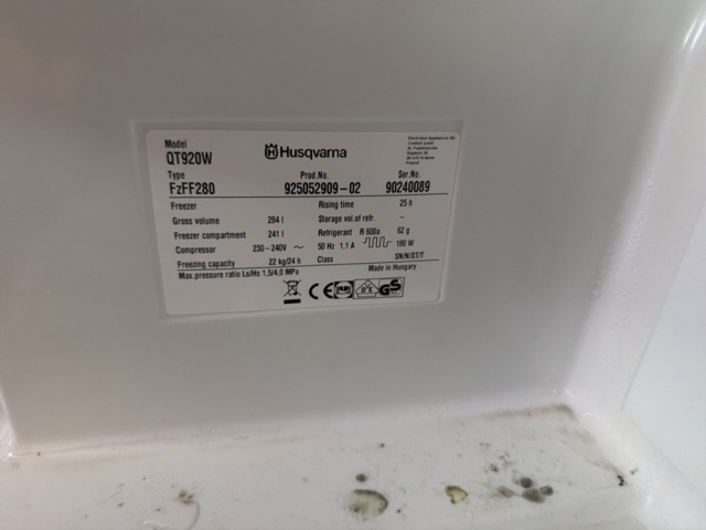 1533286-3 Kyl och frys - Husqvarna QR920W / QT920W