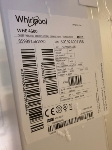 1535573-4 Laboratoriefrysar 2 st - Whirlpool WHE 4600 / Arctiko MUF 40