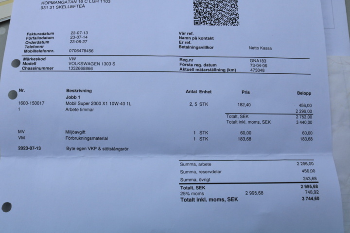 1514993-107 Volkswagen 1303 S 1.6 H4. 1973