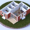 1543237-3 Frame for a single-storey holiday home, approximately 60 sq m.
