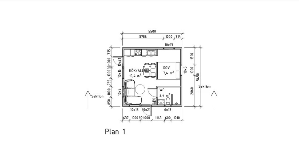 1543240-5 Frame for a detached house of approximately 30 square meters