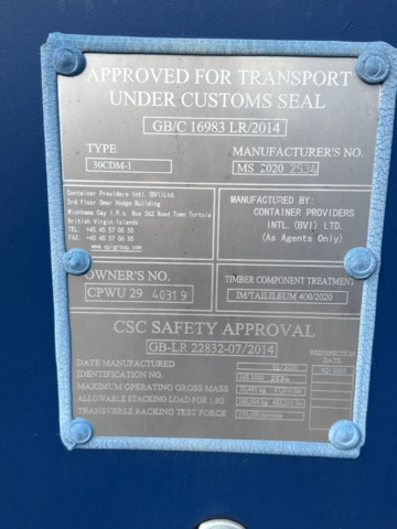 1535525-15 Miljöcontainer 20 fot - Container Providers Intl - 30CDM-1 -2020